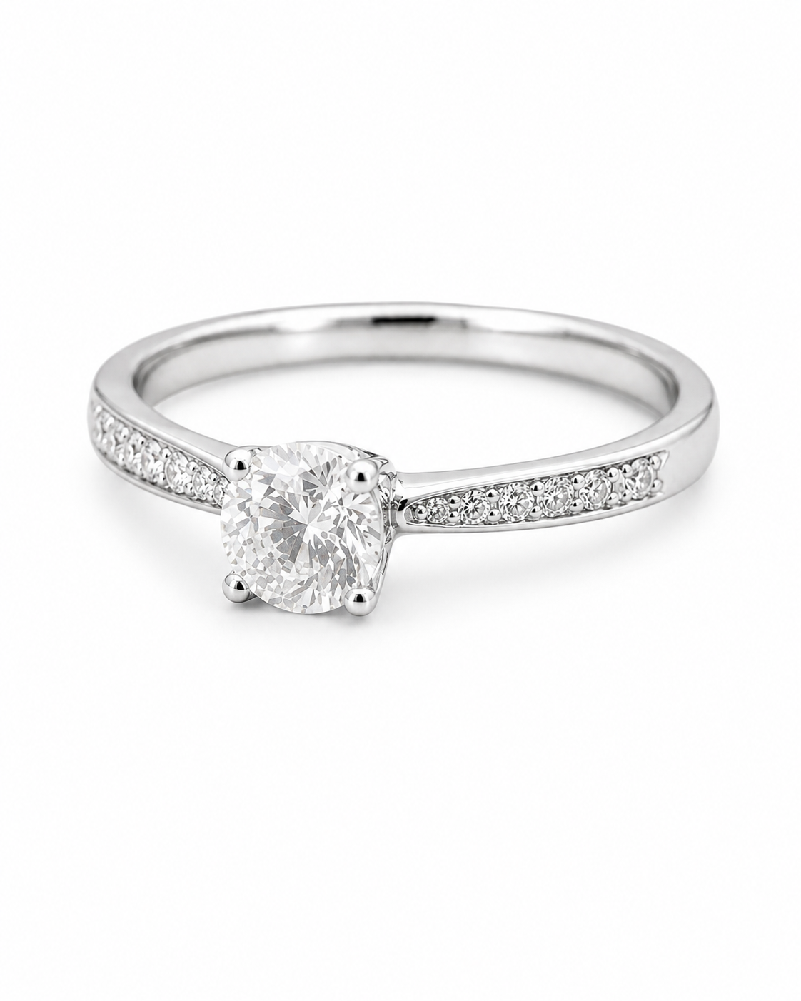 Argolla Solitario Oro Blanco 18K