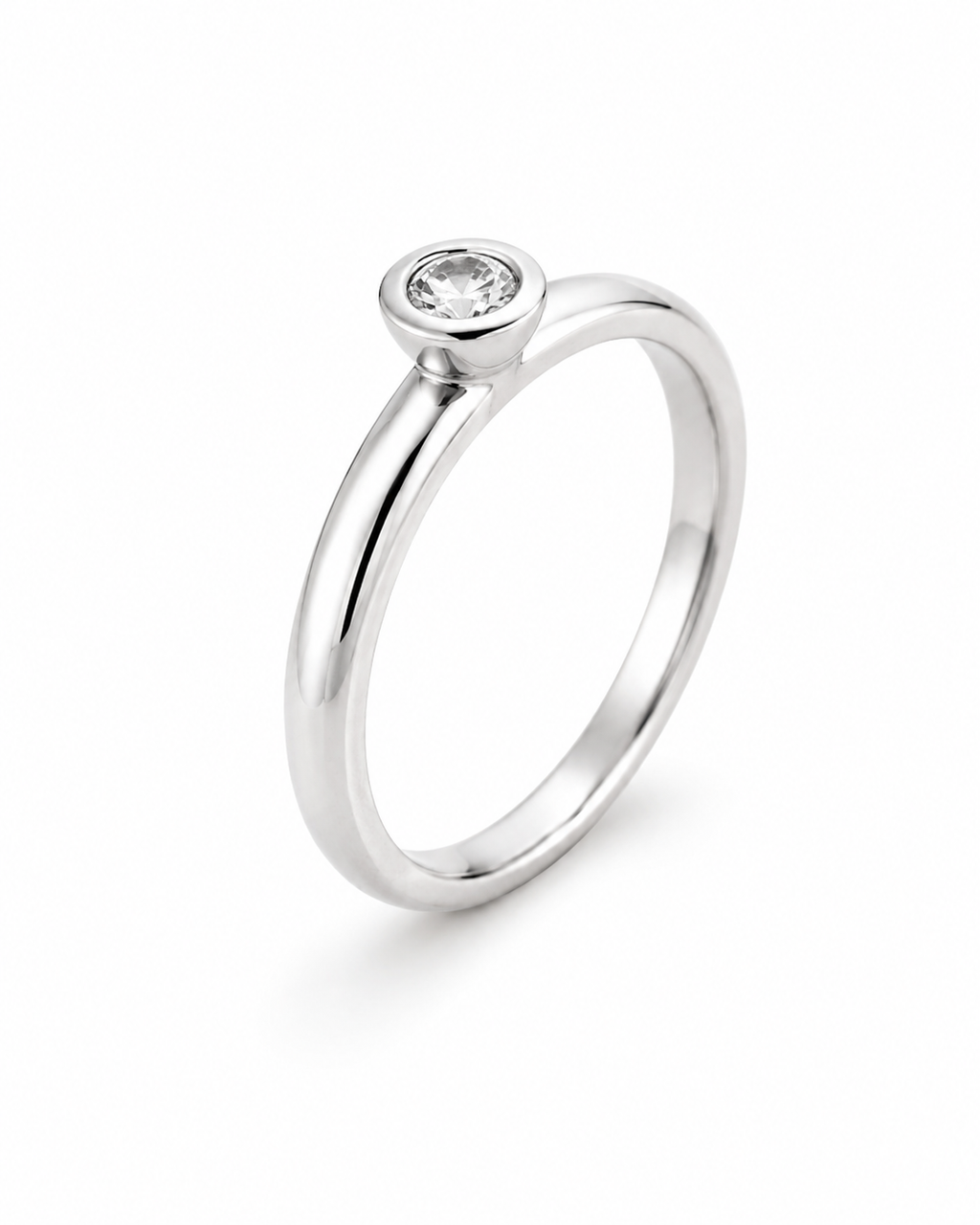 Argolla Solitario Oro Blanco 18K
