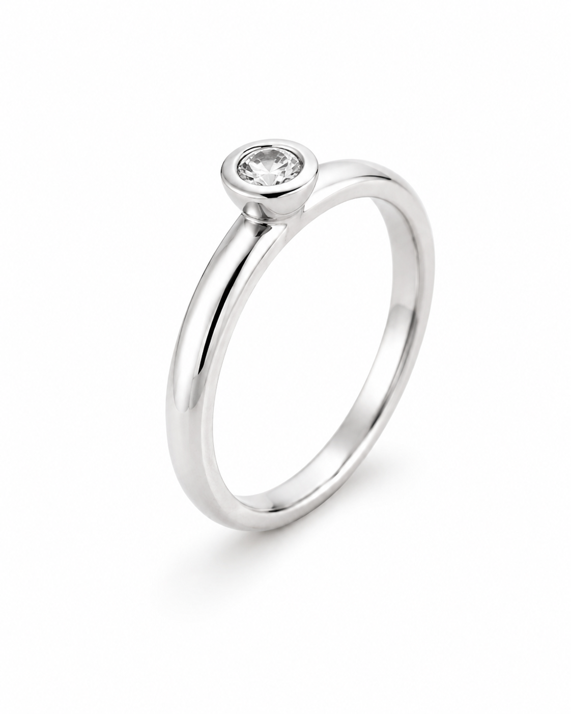 Argolla Solitario Oro Blanco 18K