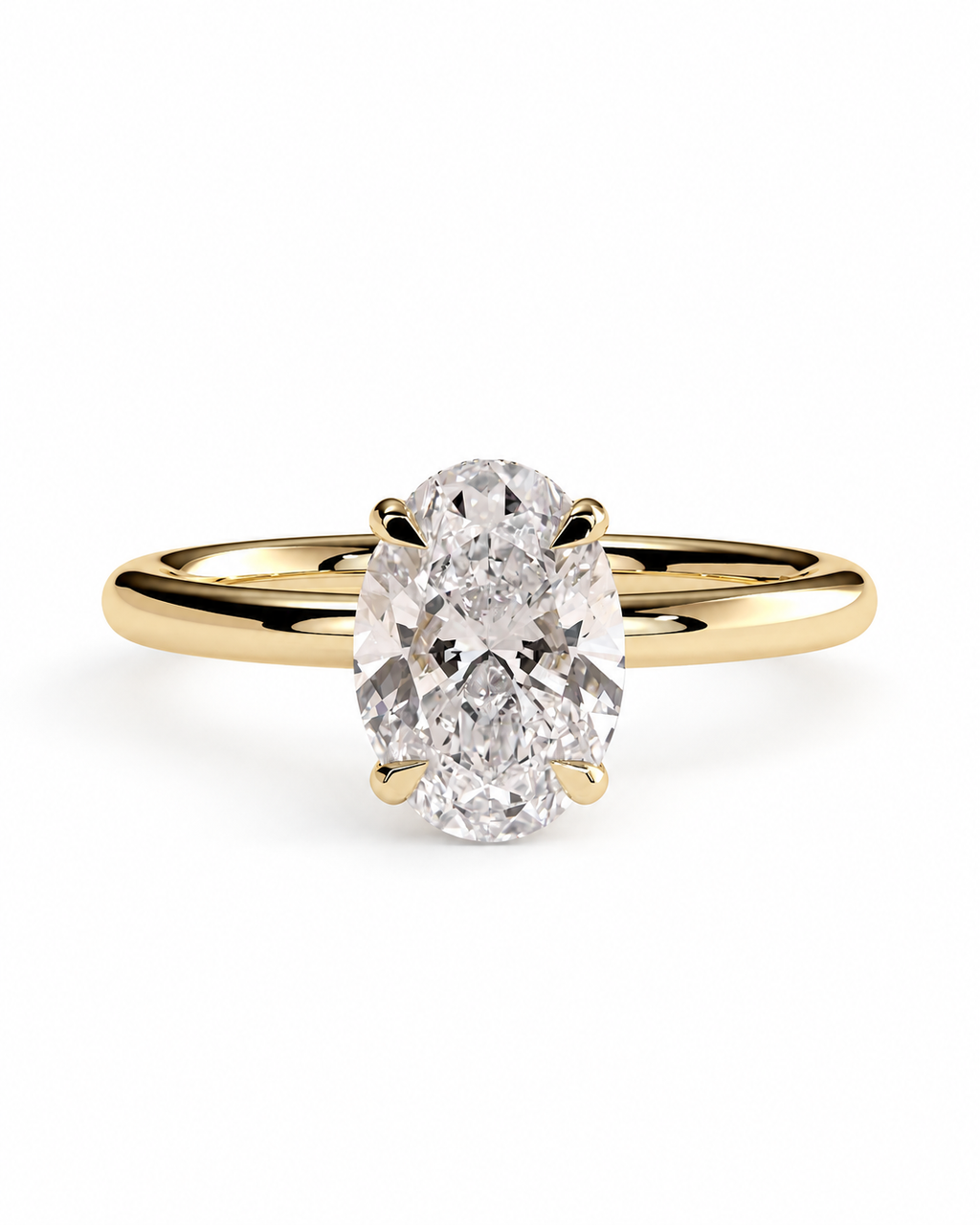 Anillo Diamante corte Oval Oro 18K y Riel de Diamantes