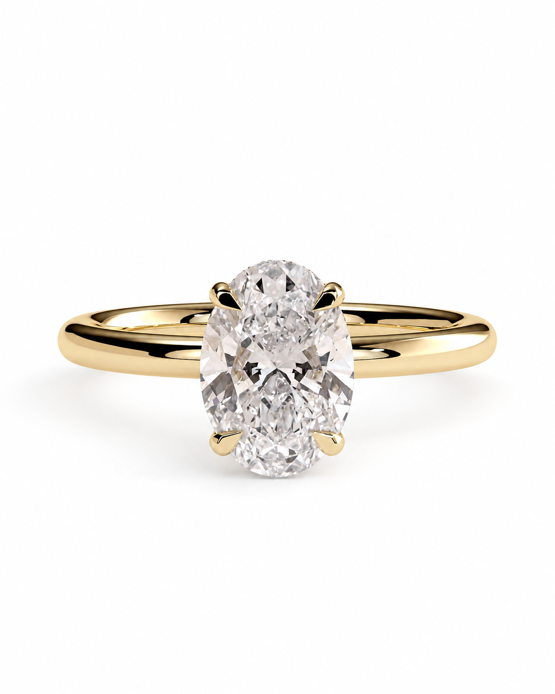 Anillo Diamante corte Oval Oro 18K y Riel de Diamantes