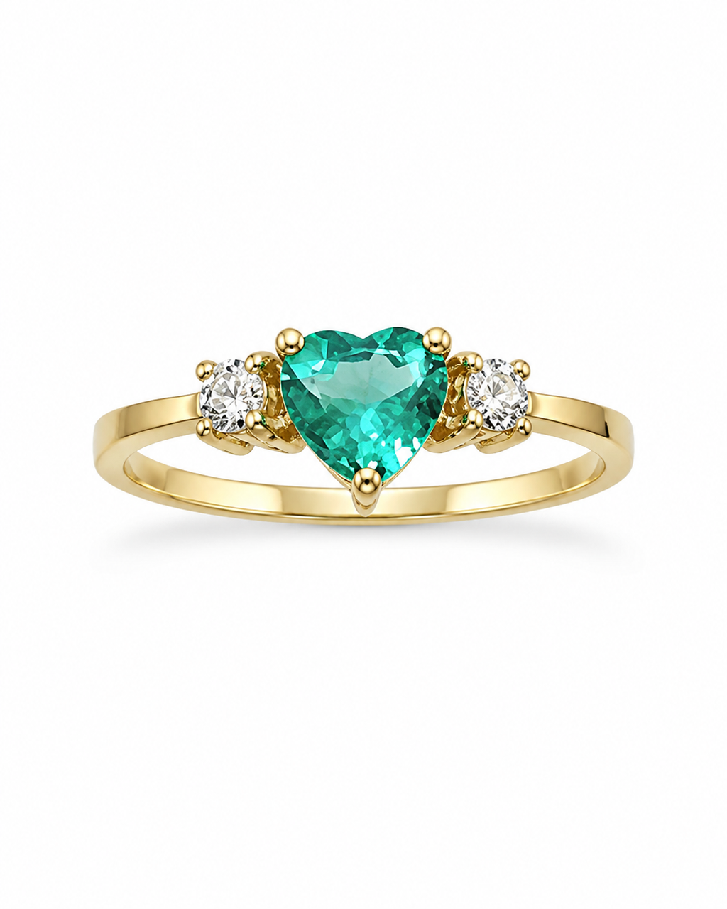 Anillo de Esmeralda Colombiana Corte Corazón en Oro 18K y Diamantes.