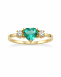 Anillo de Esmeralda Colombiana Corte Corazón en Oro 18K y Diamantes.