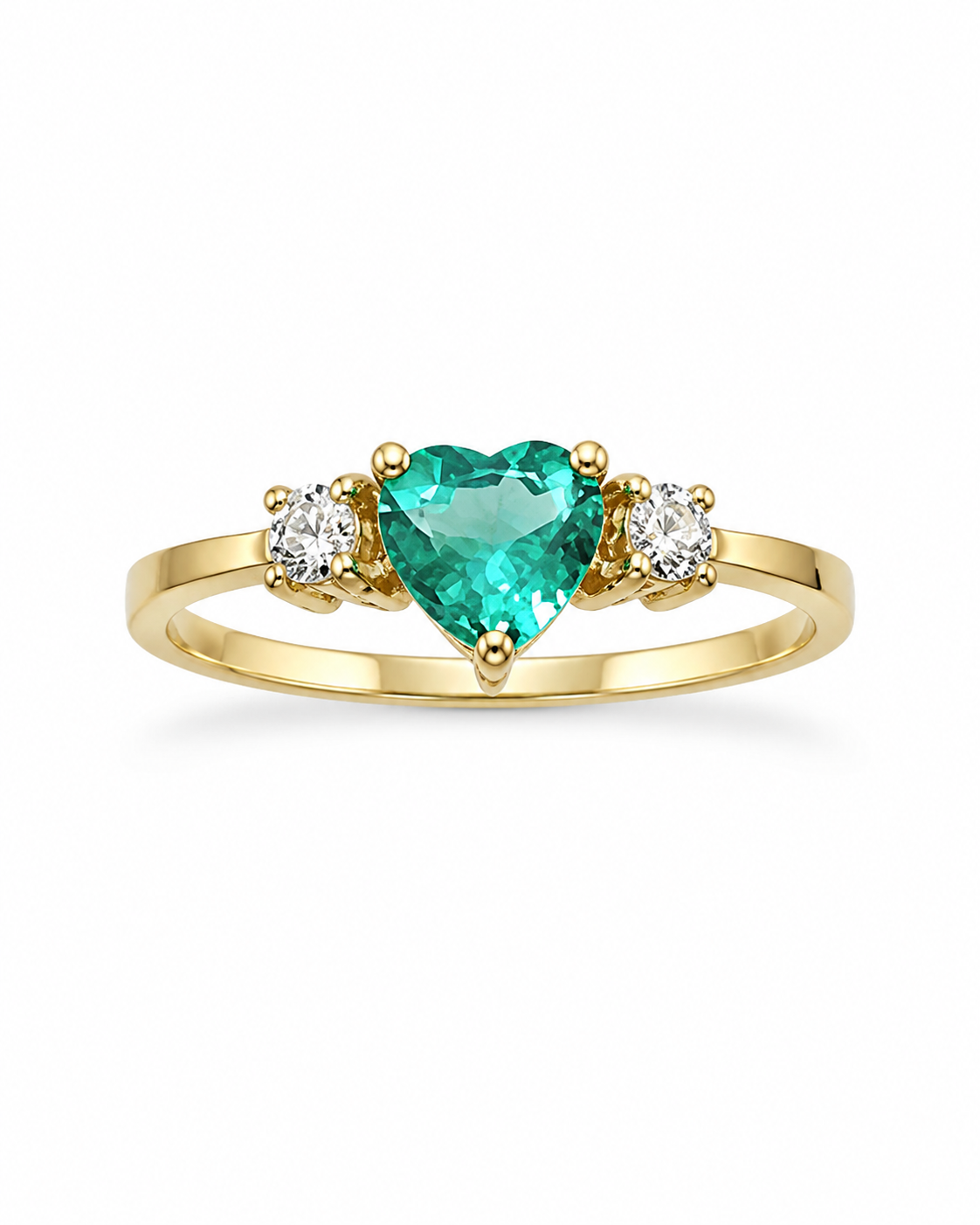 Anillo de Esmeralda Colombiana Corte Corazón en Oro 18K y Diamantes.