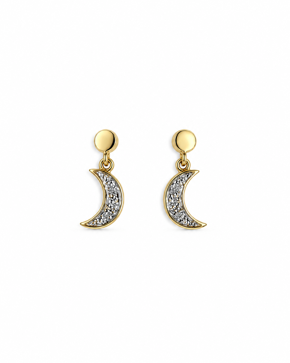 Aros Luna Diamantes y Oro 18K