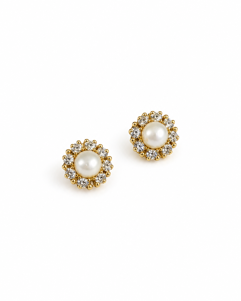 Aros de Perla Cultivada y Halo de Diamantes Naturales