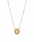 Collar Veneziano de Perla Cultivada con Halo de Diamantes en Oro 18K